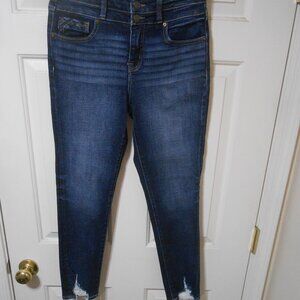 WOMEN'S SIZE 27X27 BUCKLE BLACK DESTROYED DENIM JEANS ANKLE SKINNY FIT NO. 93 👩